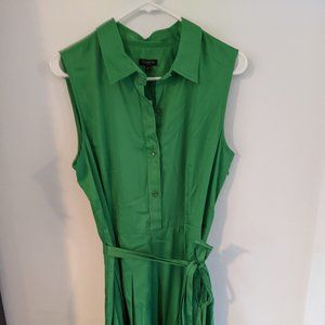 Talbots Green Pleated Dress with Pockets